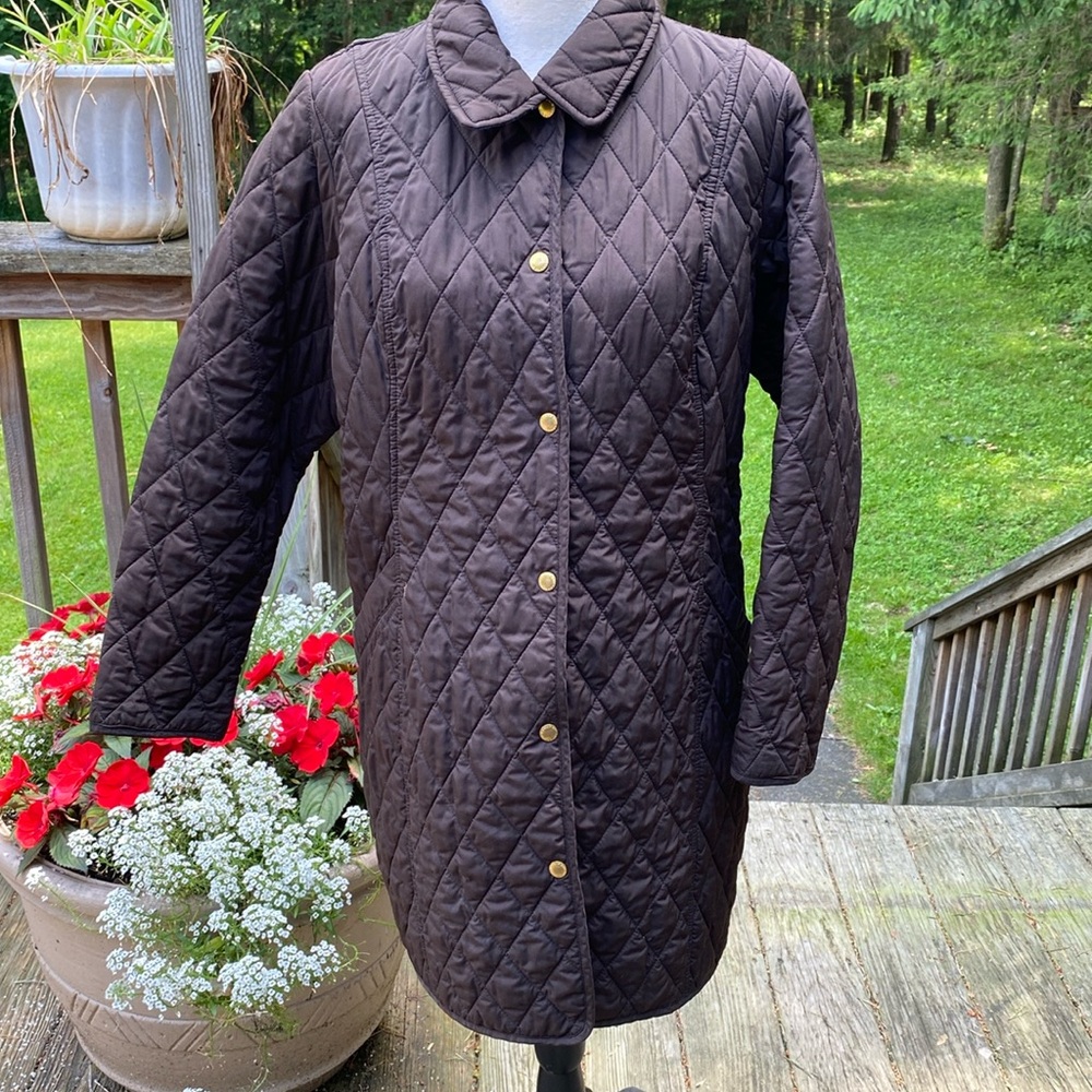 EUC lands end petite quilted coat size large